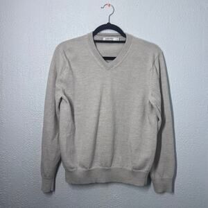 Calvin Klein Extra Fine Italian Merino Wool Sweater Long Sleeve V-Neck M For Men